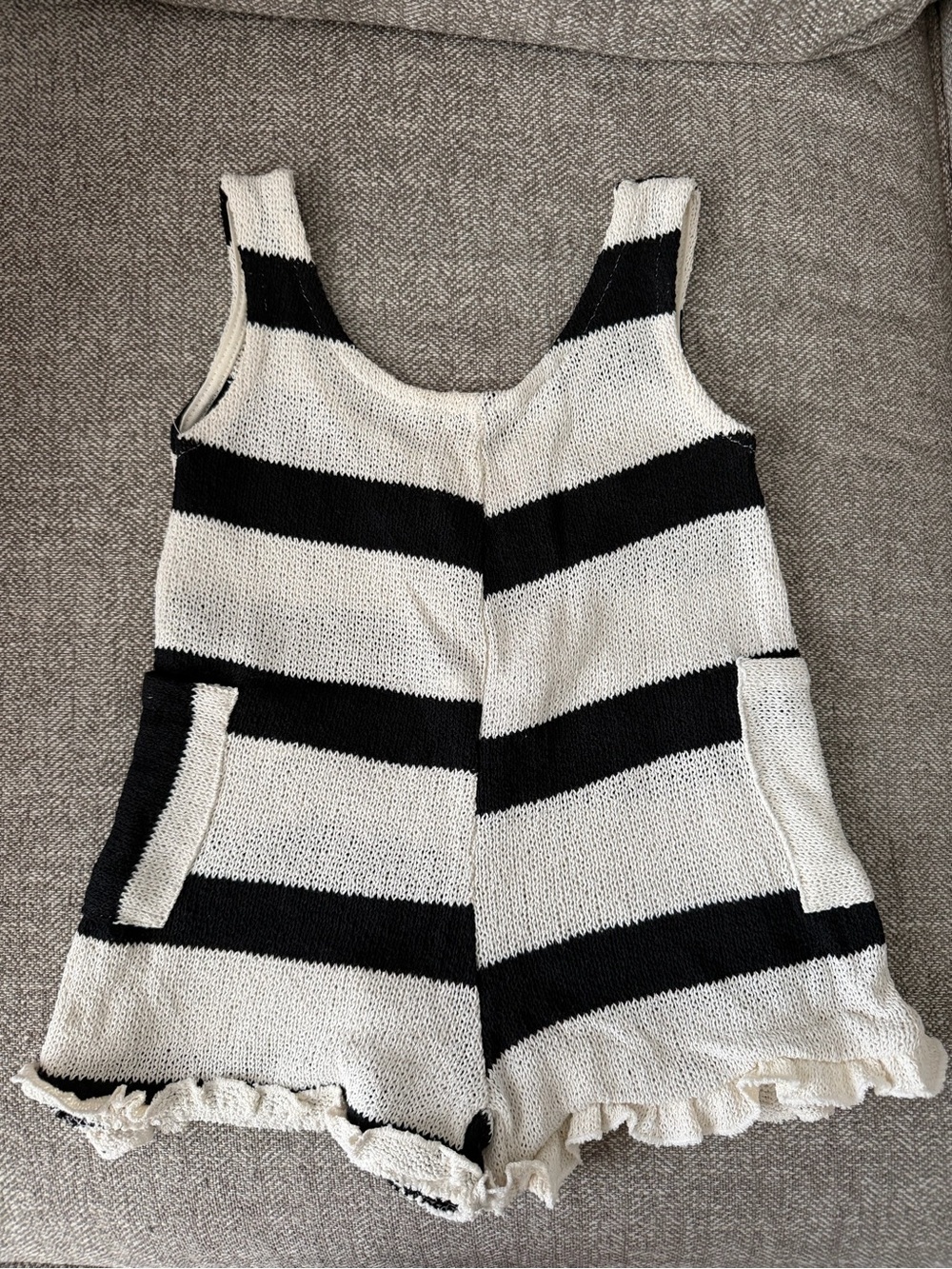 Zara Black and White Striped Knit Romper